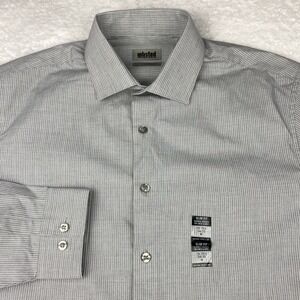 UNLISTED by Kenneth Cole Dress Shirt Men's 15.5-34/35 Gray Stripes Slim Fit NWT!